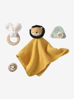 Cadeauset voor baby's van stof en FSC®-hout geel