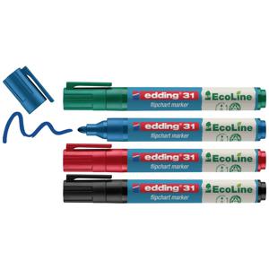 Edding 4-31-4 Flipchartmarker 31 EcoLine Ronde punt 1.5 - 3 mm Diverse kleuren 4 stuk(s)