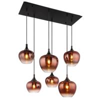 Globo Zwarte hanglampMaxy met rood glas 6-lichts - 15548-6HG