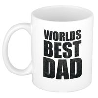 Worlds best dad mok / beker wit 300 ml - Cadeau mokken - Papa/ Vaderdag - thumbnail