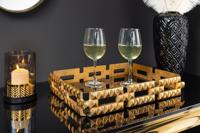 Handgemaakt dienblad VARIATION 40cm zwart goud metaal aluminium glas - 44880