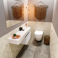 Toiletmeubel Mondiaz Andor | 120 cm | Meubelkleur Talc | Lex vrijhangend wastafel Talc Rechts | 1 kraangat