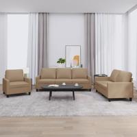 3-delige Loungeset met kussens kunstleer cappuccino