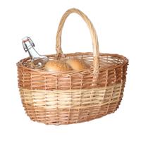 CM Picknickmand met hengsel - naturel multi tinten - riet - 38 x 30 x 20 cm - rieten mand