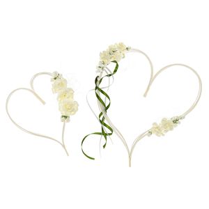 Trouwauto decoratie bloemen harten - Bruiloft - creme wit - 2x - 19-30 cm