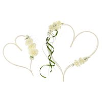 Trouwauto decoratie bloemen harten - Bruiloft - creme wit - 2x - 19-30 cm - thumbnail