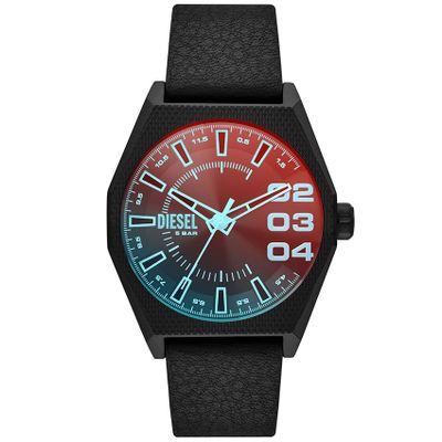 Diesel DZ2175 Horloge Scraper staal-leder zilverkleurig-zwart-multi 43 mm