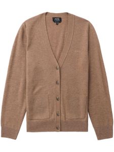 A.P.C. cardigan en laine à logo brodé - Marron