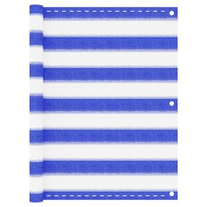 Balkonscherm 75x300 cm HDPE blauw en wit