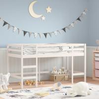 Kinderhoogslaper met ladder 90x200 cm massief grenenhout wit
