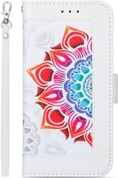 Samsung Galaxy S21 Ultra hoesje - Bookcase - Koord - Pasjeshouder - Portemonnee - Mandalapatroon - Kunstleer - Wit - thumbnail