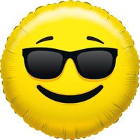 Kado ballon emoticon met zonnebril 35 cm - thumbnail