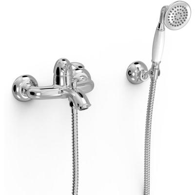 Badkraan Tres Clasic | Opbouw | Mengkraan | Incl.Handdoucheset | 2-weg | hoh 15 cm | 1-hendel | Vintage | Chroom