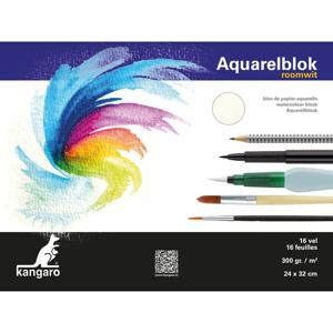 Aquarelblok 24x32cm 16 vel 300 gram roomwit Kangaro