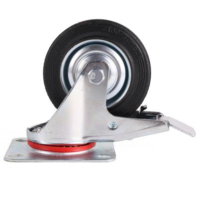 Benson Zwenkwieltje - met rem - rubber - zwart - draagkracht 70 kg - transportwieltjes