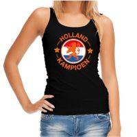 Tanktop Holland kampioen met oranje leeuw Holland / Nederland supporter EK/ WK zwart voor dames - thumbnail