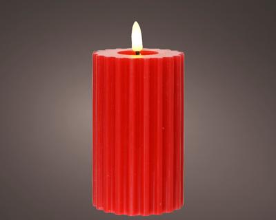 Kaars LED vlam Ribbel 15cm Rood