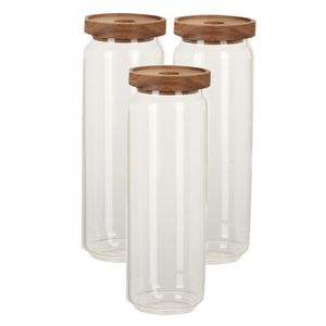 Set van 3x stuks glazen luxe keuken voorraadpot/voorraadbus 1300 ml