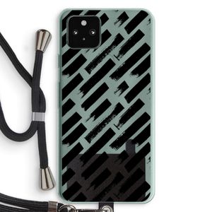 Zwarte vegen: Pixel 5a 5G Transparant Hoesje met koord