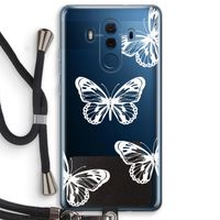 White butterfly: Huawei Mate 10 Pro Transparant Hoesje met koord