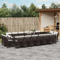17-delige Tuinset met kussens poly rattan bruin