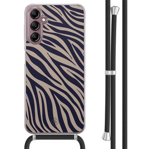 Samsung Galaxy A14 hoesje met koord - Chevron navy
