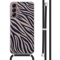 Samsung Galaxy A14 hoesje met koord - Chevron navy Samsung Galaxy A14 hoesje met koord - Chevron navy
