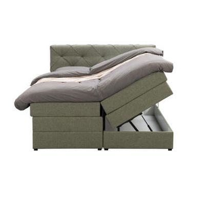 Boxspring met opbergruimte Liv geruit - groen - 140x200 cm - Leen Bakker