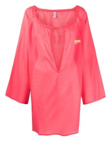 Moschino robe évasée à logo imprimé - Rose