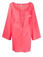 Moschino robe évasée à logo imprimé - Rose