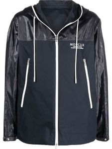 Moncler hoodie zippé à logo imprimé - Bleu