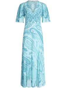 ETRO robe en soie à imprimé cachemire - Bleu