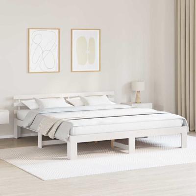 Bedframe met hoofdbord Wit 180x200 cm van Massief Grenenhout