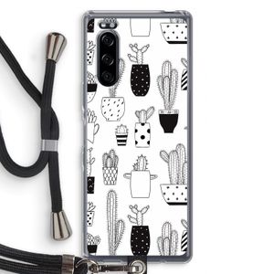 Cactusmotief: Sony Xperia 5 Transparant Hoesje met koord