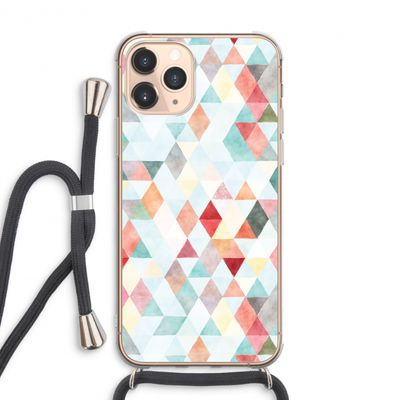Gekleurde driehoekjes pastel: iPhone 11 Pro Max Transparant Hoesje met koord