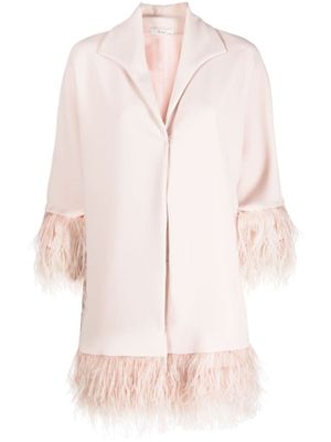 Fely Campo veste en soie à détails de plumes - Rose