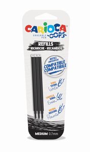Carioca Oops navulling, medium, zwart, blister van 3 stuks