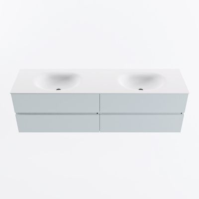 MONDIAZ VICA 170cm badmeubel onderkast Clay 4 lades. Wastafel MOON dubbel 2 kraangaten, kleur Talc.