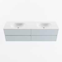 MONDIAZ VICA 170cm badmeubel onderkast Clay 4 lades. Wastafel MOON dubbel 2 kraangaten, kleur Talc.