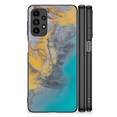 Samsung Galaxy A13 4G Marmeren Print Telefoonhoesje Marble Blue Gold