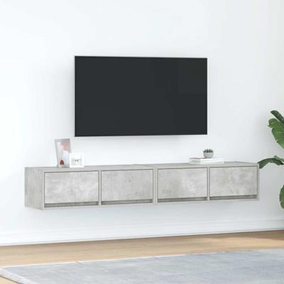 Tv-meubels 2 st 80x31x25,5 cm bewerkt hout betongrijs