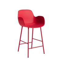 Normann Copenhagen Form Barkruk High 65 cm met Armleuning - Staal - Bright Red - thumbnail