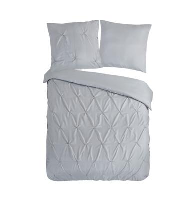 Pure Dekbedovertrek "luxe stiksel plooien" - Zilver - (135x200 cm) - Microfiber