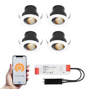 4x Medina witte Smart LED Inbouwspots complete set - Wifi & Bluetooth - 12V - 3 Watt - 2700K warm wit