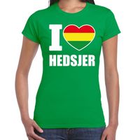 Carnaval I love Hedsjer t-shirt groen voor dames - thumbnail