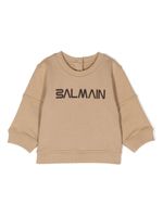 Balmain Kids sweat en coton à logo imprimé - Marron