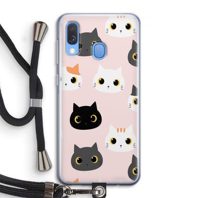 Katten: Samsung Galaxy A40 Transparant Hoesje met koord