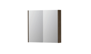 INK SPK2 spiegelkast met 2 dubbelzijdige spiegeldeuren, 2 verstelbare glazen planchetten, stopcontact en schakelaar 80 x 14 x 73 cm, massief eiken
