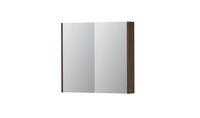INK SPK2 spiegelkast met 2 dubbelzijdige spiegeldeuren, 2 verstelbare glazen planchetten, stopcontact en schakelaar 80 x 14 x 73 cm, massief eiken