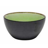 Kommetje/serveer schaaltje Samos - antraciet/groen - 1x - 14 x 7 cm - keramiek - soepkommen Kommetje/serveer schaaltje Samos - antraciet/groen - 1x - 14 x 7 cm - keramiek - soepkommen